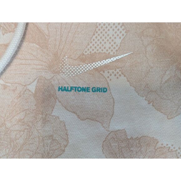 Nike Halftone Grid Hoodie Sweatshirt Mens XL Tan Turquoise Hoodie Zipper Pocket - Picture 3 of 14
